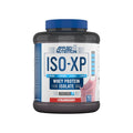 Container of ISO-XP 100% Whey Protein Isolate in Strawberry flavor, 1.8kg, ideal for muscle recovery and low-carb diets.