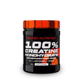 Scitec Nutrition 100% Creatine Monohydrate supplement jar, unflavored drink powder, 300g, enhances strength and performance.