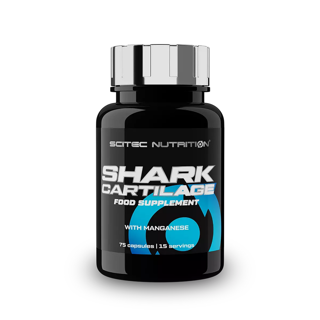 Bottled shark cartilage supplement with manganese, 75 capsules for joint health and mobility.