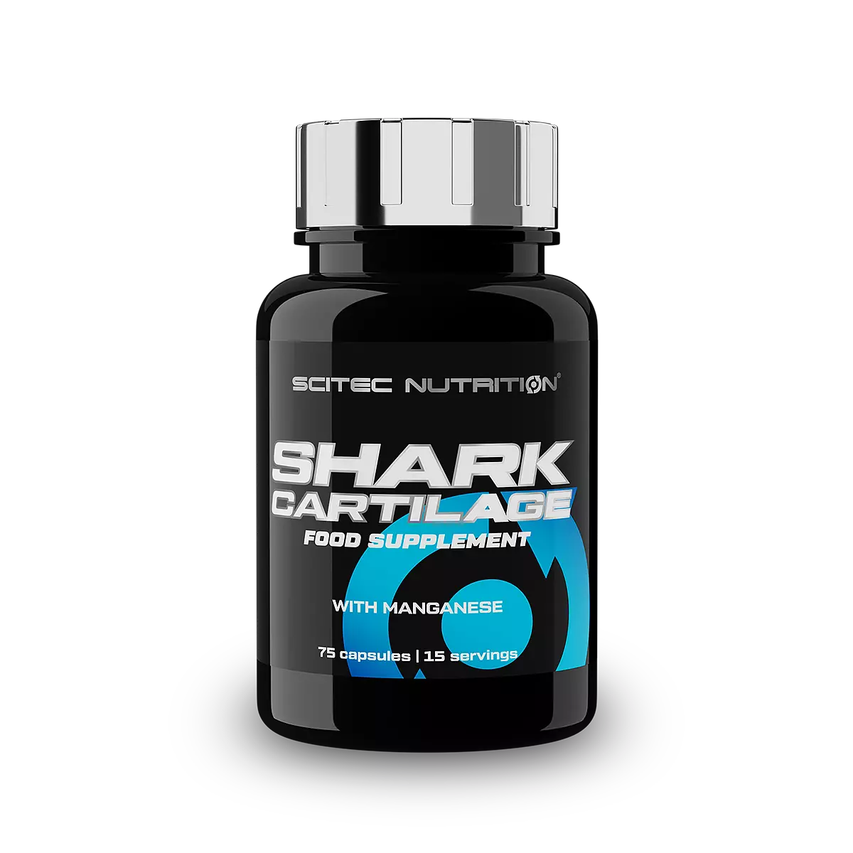 Bottled shark cartilage supplement with manganese, 75 capsules for joint health and mobility.