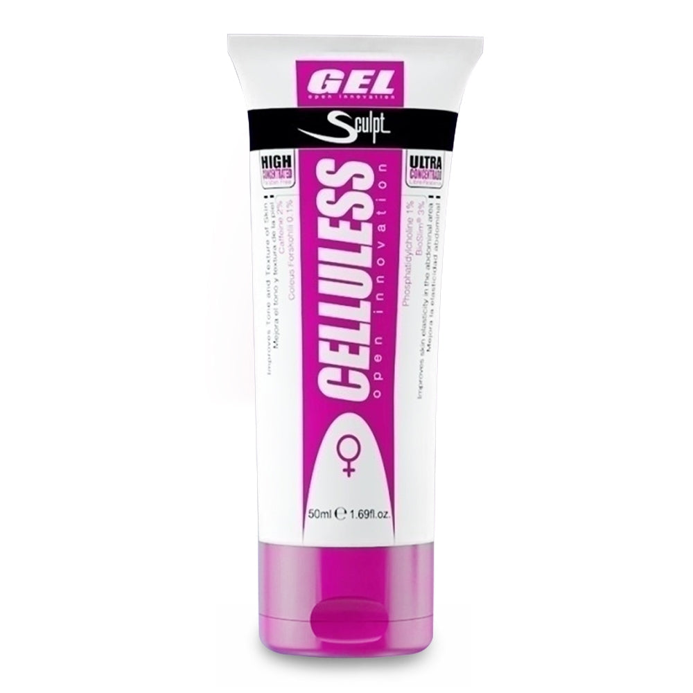 Celluless cellulite treatment lotion, 50ml bottle, designed to improve skin appearance and reduce cellulite.
