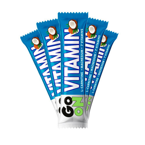 Go On Barra Vitamin Coco snack bars featuring coconut flavor and essential vitamins for energy and nutrients.