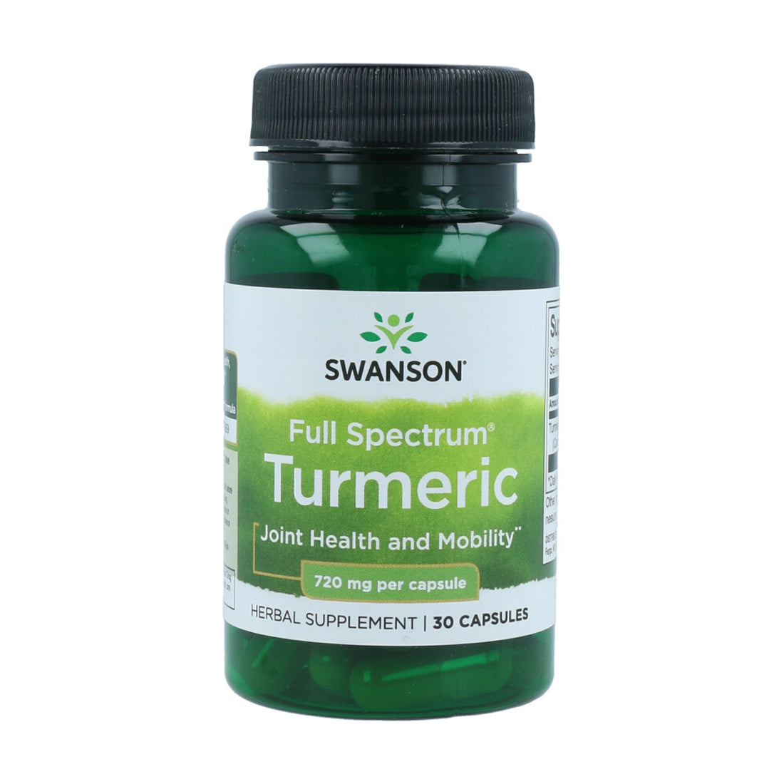 Swanson Alçafrão 720mg suplemento em cápsulas com propriedades antioxidantes e anti-inflamatórias.