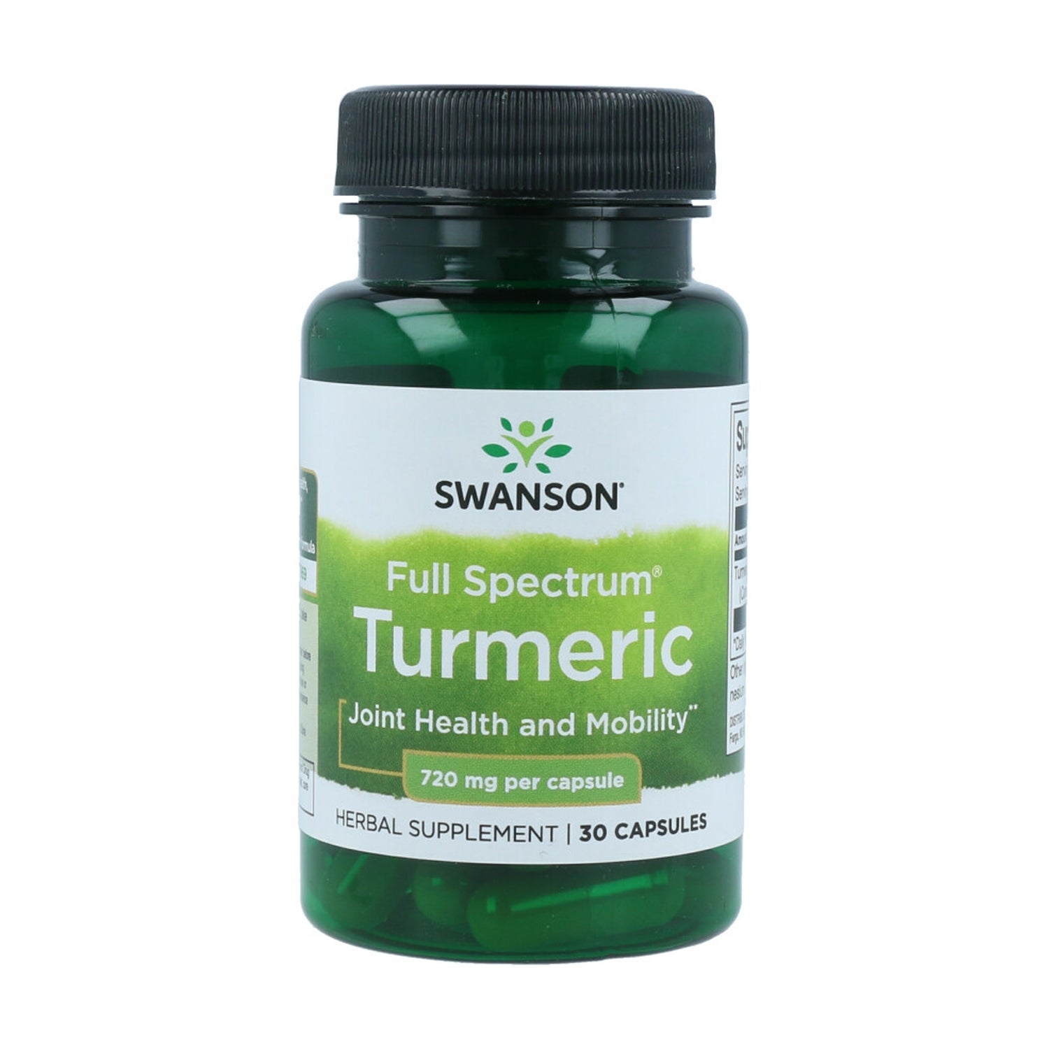 Swanson Alçafrão 720mg suplemento em cápsulas com propriedades antioxidantes e anti-inflamatórias.