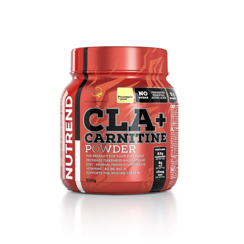 Nutrend CLA + Carnitina em Pó 300g, suplemento para perda de gordura e desempenho físico.